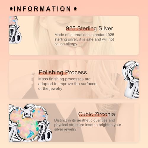Image of S925 Sterling Silver Cartoon Anime Charms Pendant, Character Figures Dangle for Bracelet Necklace, Gifts for Mom Girlfriend Family, Valentine's Birthday Christmas Anniversary Jewelry