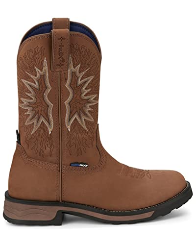 Tony Lama Men's Boom Saddle Cowhide Pull-On Soft Western Work Boot Round Toe Tan 10.5 D2