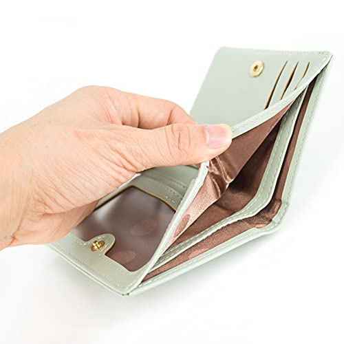 SUMGOFO Small Wallet for Women Slim Leather Card Holder RFID Mini Bifold Short Front Zipper Pocket Coin Purse (Mint Green)4