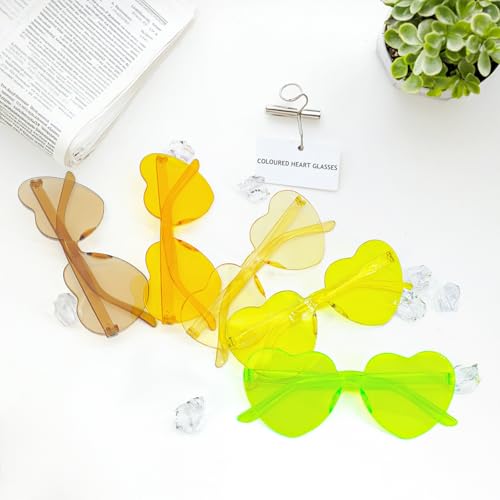 120 Pairs Heart Shaped Sunglasses Transparent Colored Rimless Heart Glasses Fun Plastic Sunglasses Bulk for Women Men Party Favors Eyewear, 30 Colors4