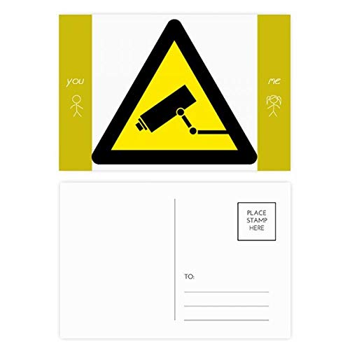 Jeu de cartes postales symbole avertissement caméra triangle 20pcs