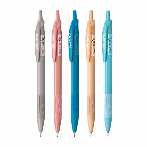 Image of FLAIR Srx Retractable Ball Pen Jar | Tip Size 0.7 mm |Triangular Grip For Better Hold | Light Weight Refillable Ball Pen | Vibrant Solid Body Colours | Blue Ink, Jar Set Of 25 Pcs