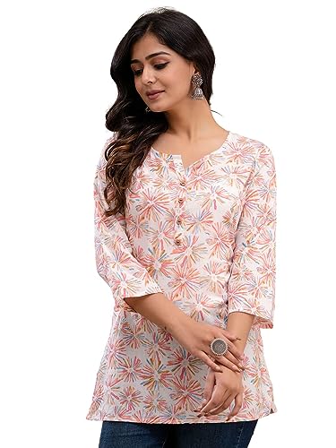 Image of feranoid Women Cotton Printed Straight Short Kurti