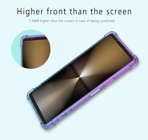HONLEN Cover Designed for Smartphone, Compatible with Sony Xperia 10 VII (Seventh Generation) (6.1" Inches) Gradient Clear TPU Silicone Four Corner Reinforcement Drop Protection Case Pink Green - Image 5