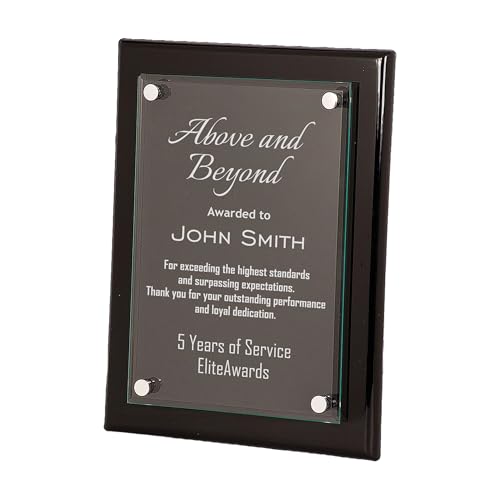 Personalized Plaque Award, Above and Beyond Customizable 8x10 Floating Glass Plaques, Business Awards for Employee Recognition Dedication