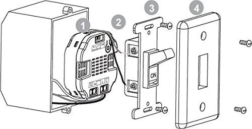Diagram showing installation of Micro Switch G2 inside a wall box with a toggle switch