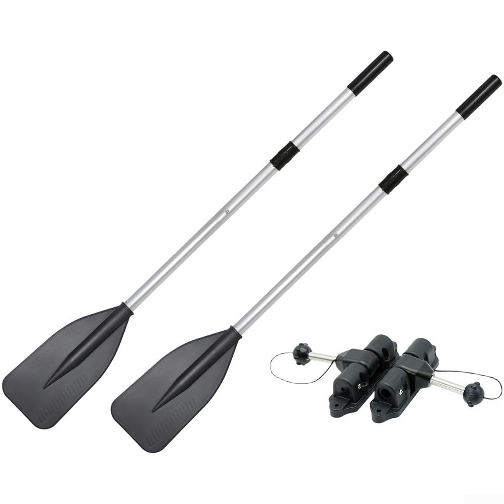 Pagaia in lega di alluminio in due pezzi, 32 mm, fusto nero | Lega di alluminio leggera, design a due sezioni, facile da trasportare, lunghezza totale 141 cm, finitura nera