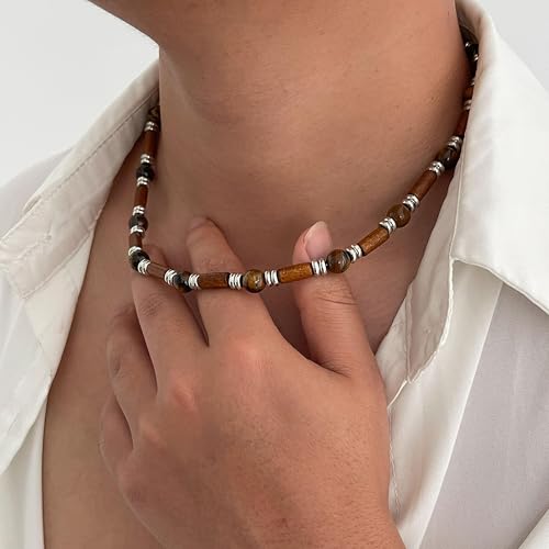 Mens Shark Tooth Necklace Black Beaded Necklace for Men Navajo Pearl Necklaces Birthday Gifts for Dad Husband3