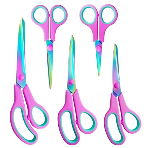 Ya en mundofriki.es: CCR Juego de Tijeras,Tijeras de Acero Inoxidable con Chapado de Titanio en Color,Tijeras para Manualidades,Agarre Cómodo,Adecuado para Familias,Oficinas y Escuelas,Juego de 5