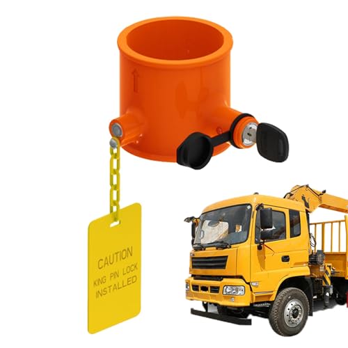 Kixolazr Candado de remolque King Pin de acero macizo con cierre uniforme | Candado de enganche de remolque con señal de advertencia, candado de alta resistencia para remolques de autocaravanas