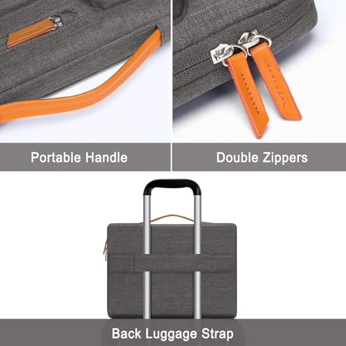 Image of MOSISO 360 Protective Laptop Case 14 inch, 14 inch Laptop Sleeve Compatible with HP Lenovo Dell ASUS Acer, HP, Dell Latitude, Lenovo, Side Open Carrying Case with 4 Zipper Pockets&Handle, Taupe Gray