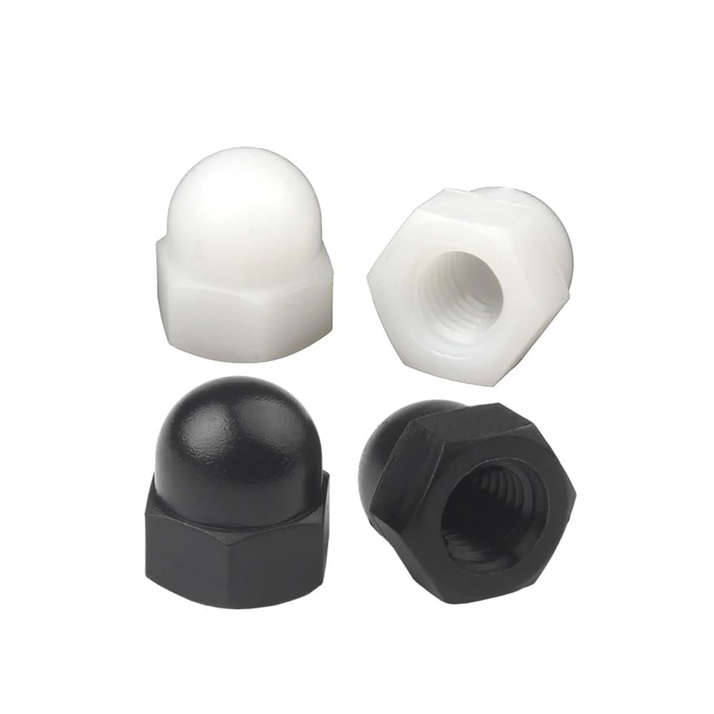 2/5/10/50 pz Nylon Ghianda Tappo A Cupola Dadi Bianco/Nero di Plastica Esagonale Dado Esagonale M3 M4 M5 M6 M8 M10 M12 M14 M16 M18 M20(Black,M6 (20pcs))