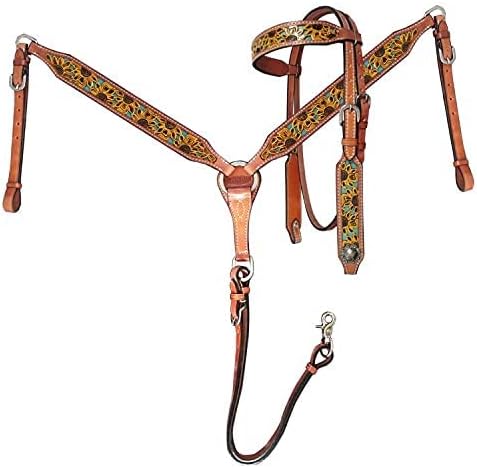Showman Hand Painted Sunflower Browband Headstall & Breast Collar Set