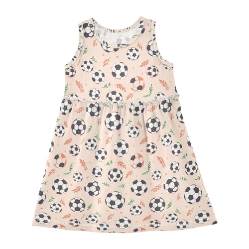 ALAZA Soccer Football Leaves Girls Toddler Casual Dress for Summer Sleeveless Dresses Sundress 2-8 Years