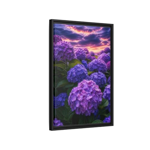 Toile hortensias violets pour sublimer le mur de votre salon