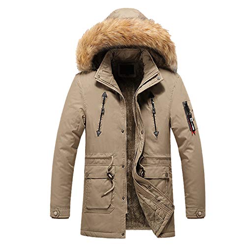 SSDXY Mens Parka Jacket Waterproof Cotton Quilted Coat Winter Outwear with Fur Hood Thick Outdoor Snowjacket Ski Warm Snow Mountain Windbreaker Hooded Raincoat Snowboarding Jackets