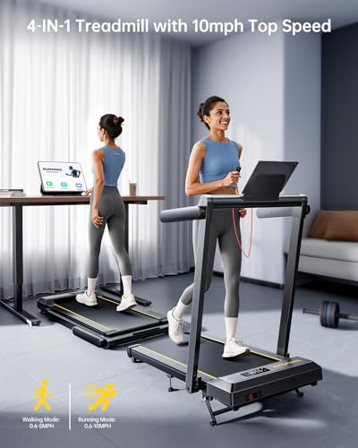 Image of TOPUTURE Walking Pad Treadmill with 12% Incline & Handle Bar, Treadmills for Home with Bluetooth Speaker, 4 in 1 Under Desk Treadmill Folding Walking Pad with APP & Remote Control, 0.6-10MPH