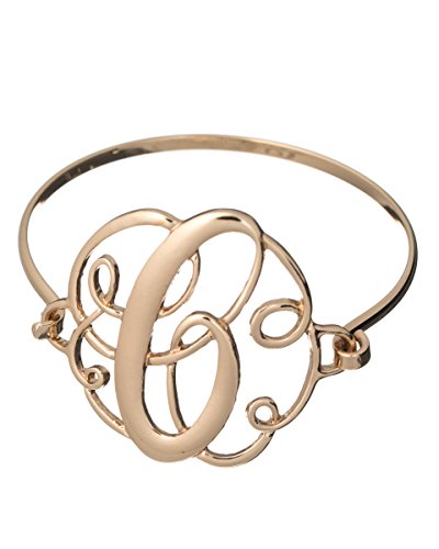 Jewelry Nexus C Monogram Filigree Designer Gold-Tone Wire Bracelet