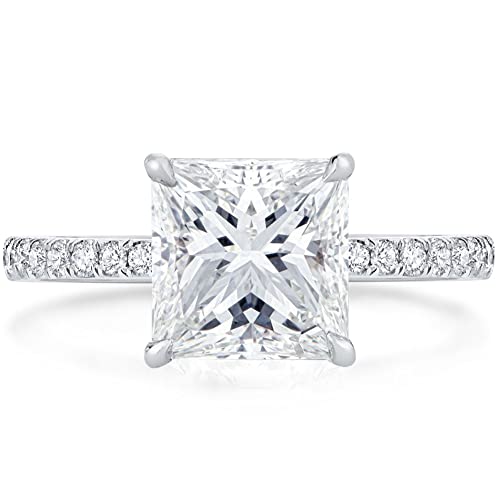 Bo.Dream Cushion/Princess/Emerald Cut Cubic Zirconia Engagement Rings for Women Platinum Plated Sterling Silver