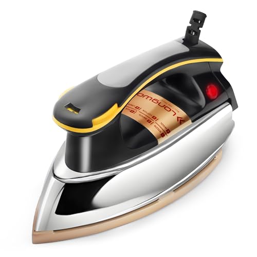 Image of Longway Plancha Heavy Weight Non-Stick Teflon Coated Dry Iron, Electric Iron for Clothes (1200 Watt, Black)
