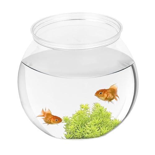 Teksome Pecera pequeña Redonda,Terrario Transparente para Escritorio - Pecera Redonda Resistente a caídas para Peces Betta, terrario Cuenco Transparente para Escritorio