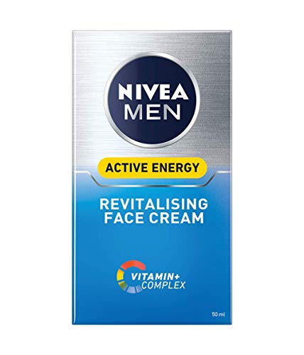 NIVEA MEN Active Energy Skin Revitaliser Face Cream Moisturiser Formulated with Chamomile, Hamamelis & Vitamin + Complex 50ml