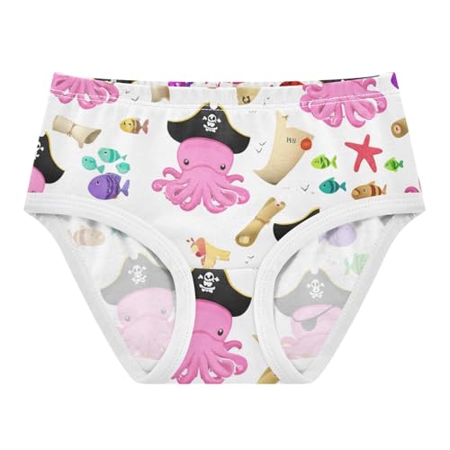 Cute Pink Octopuses Pirates Panties for Girl Girls Underwear Toddler Cotton Fun Print Briefs Kids Undies 2t