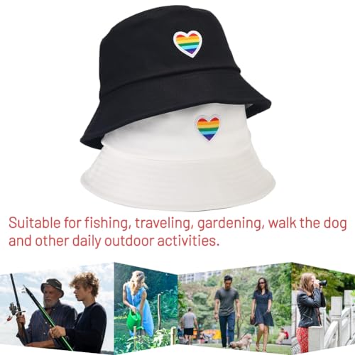 Image of Cotton Bucket Hat for Women Men Summer Travel Sun Beach Bucket Cap, Unisex Outdoor Fisherman Hat