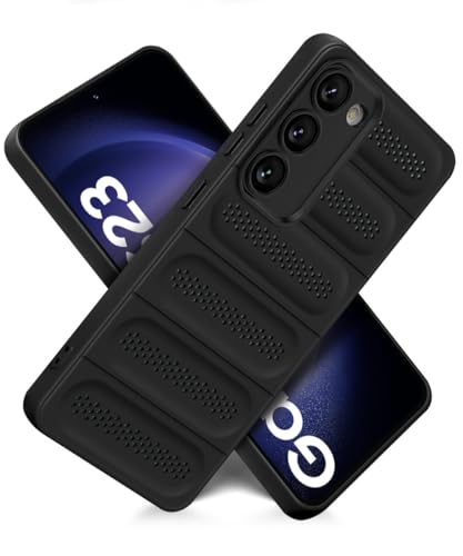Image of WOW IMAGINE Ultimate Silicone Back Cover Case for Samsung Galaxy S23 5G | Heat Dissipation Thin Soft TPU | 360 Camera Protection | Breathable Cooling Holes - Pitch Black