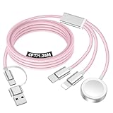 Travel Essentials for Apple Watch Charger,iPhone Charger,3 in 2 Type C/L/Magnetic Fast Charging Cable,Multi Charging Cable Portable Designed for iWatch Series,iPhone 17-11,Galaxy S26-S21,Car-4FT