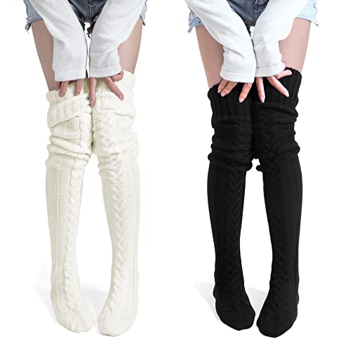 Pcavin Women's Thigh High Socks Over the Knee Cable Knit Boot Socks, Long Warm Fashion Leg Warmers Winter