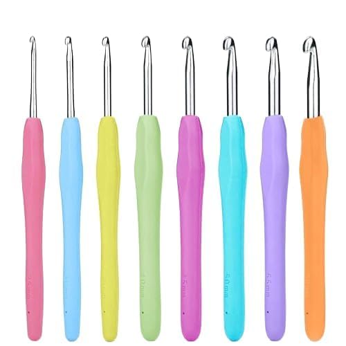 Image of VERAT 8 Pcs Crochet Set /Crochet Needles /Crochet Hook /Hook Set /Ergonomic Knitting Knit Needles /Crochet Yarn /Ultimate Sewing /Craft /Sweater /Yarn /Thread /Needles Kit Knitting(Multicolour)