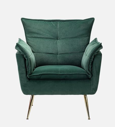 Image of Lakdi The Furniture Premium Velvet Lounge Chair with Deep Seating, Quilted Backrest & Side Pillows, Mid-Century Modern Glam Chair for Bedroom | 5 Years Warranty | Free Assembly - 15185266