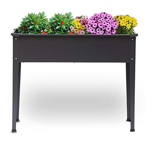 Fit Right Easy Moving Metal Raised Garden Bed for Outdoor Backyard with Wheels, Outdoor Planters 40x12x31.5in, Black (Without Wheels)