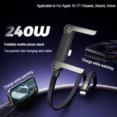 Image of MX Invisible Holder Charger Cable with Stand, 240w Super Fast Charging 2-in-1 Fast Charging Cord & Multi-Angle Phone Stand for Gaming, Office, Car Travel, Type-C Charging-Cable (USB Type C - 1.5m)