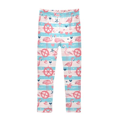 Vdsrup Girls Leggings Pink Heart Flamnigo Kids Length Leggings Pants Athletic Yoga Pants Toddler Tights Trousers 4T