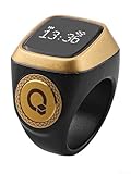 Anillo inteligente Tasbih para musulmanes, contador digital para recordatorios de tiempo de oración, alertas de vibración, batería de 40 mAh, compatible con iOS/Android (18 mm, negro)