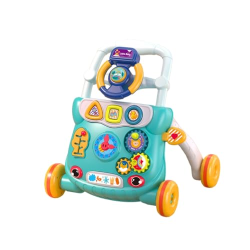 ベビーウォーカー 手押し車 音楽付き 多機能 幼児用ウォーカー 赤ちゃん ベビー転倒止め 製図板付き 軽量 歩行補助 歩行練習 知育遊び付き 室内 子供 1歳の誕生日プレゼント 男の子 女の子 出産祝い 入園ギフト (新スタイル-ステアリングホイール-グリ