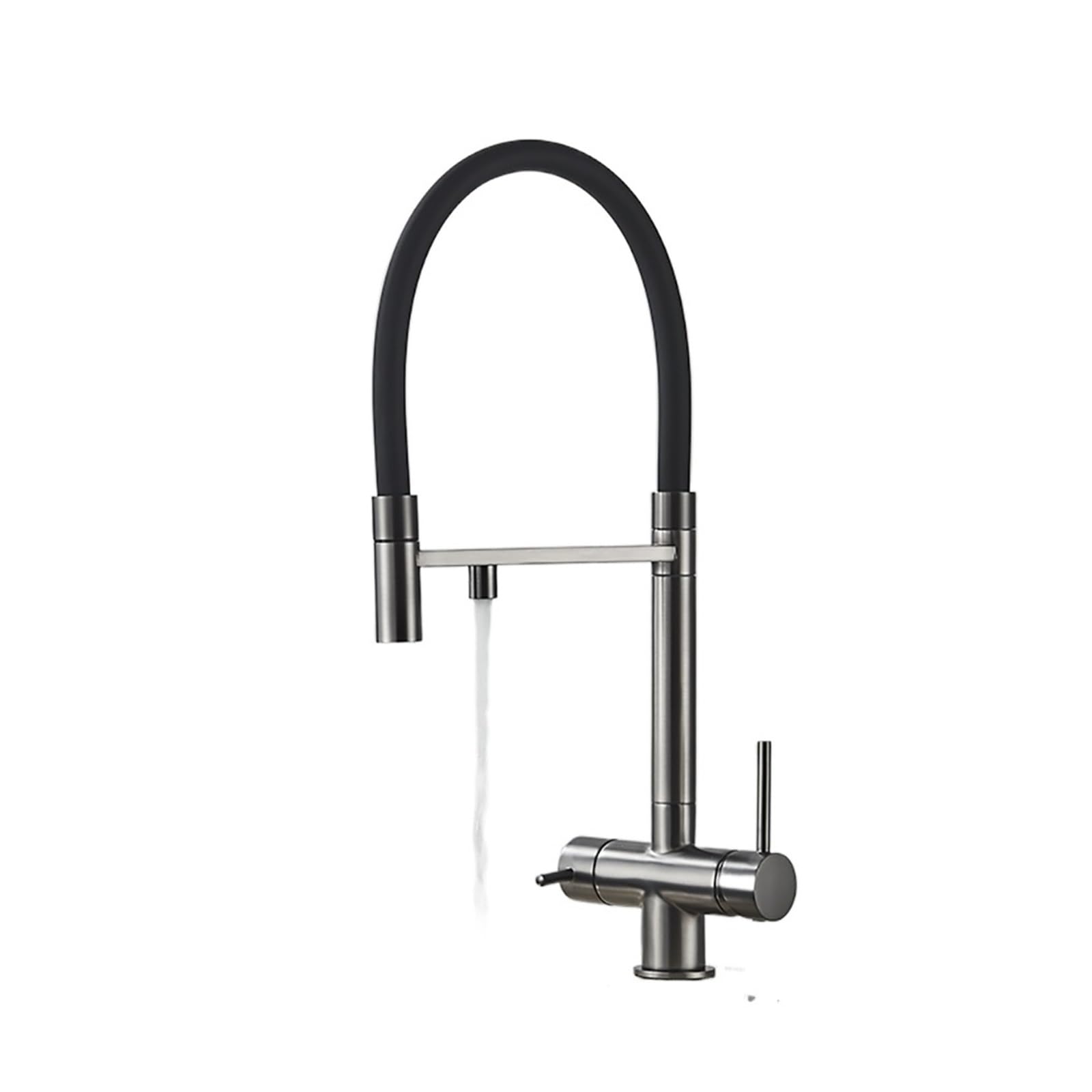 CZYWKDDPP Kitchen Tap, Water Filter Faucet Dual Spout Pure Drinking Mixer Tap，Rotation Purification Feature Taps Crane(Grey Matte A)