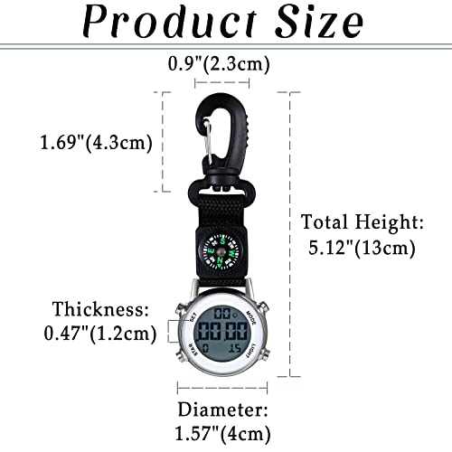 Image of JewelryWe Men Women Digital Clip Watch Mini Microlight Backpack Buckle Belt fob Watches for Rock Climbing Doctors Nurses Chefs for Mother's Day