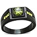 Men's 1 Ct Olivine Green Simulated Diamond Stainless Steel Black Ion Plated Ring Size 10
