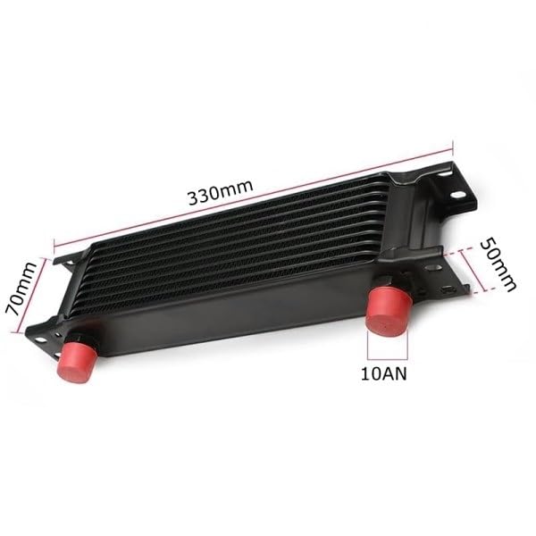 Radiatore Olio Universale in Alluminio 10 File Attacchi -AN10 maschio 330 x 50 x 70 mm Olio Motore Trasmissione