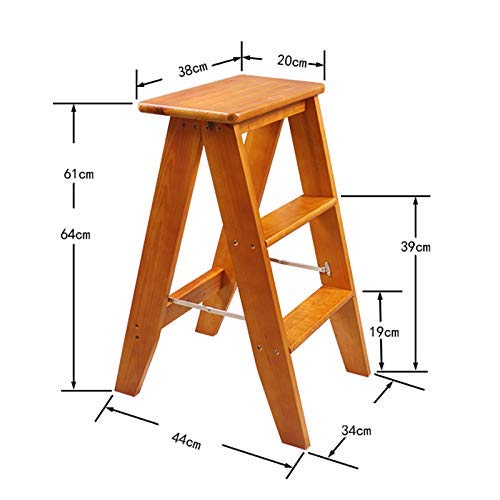Escabeau portatif échelle pliante jaune avec tabouret rétractable - 5