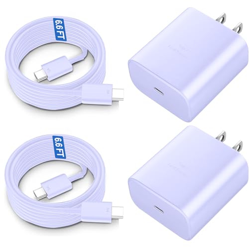45W USB C Fast Charger Block Super Fast Charging Type C Charger for Samsung Galaxy S25 Ultra/S25/S24 Ultra/S24/S23 Ultra/S23/S22 Ultra/S22/S21/S20,PPS Android Phone Charger with 6.6FT Cord-Purple