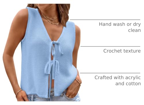 Image of LILLUSORY Womens Tie Front Tops Vacation Sweater Vest