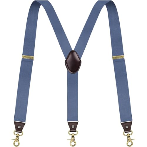 Image of Suspenders for Men, Adjustable Suspenders Gold Clip with Elastic Straps Y-Back Construction Heavy Duty for Work