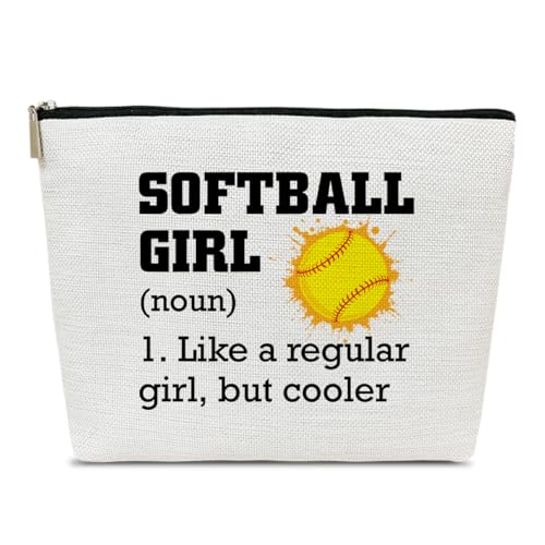 Softball Gifts Makeup Bag, Inspirational Gifts for Players Team Coaches Lovers Women, Sports Stuff Accessories, Softball Girl Cosmetic Bags for Purse