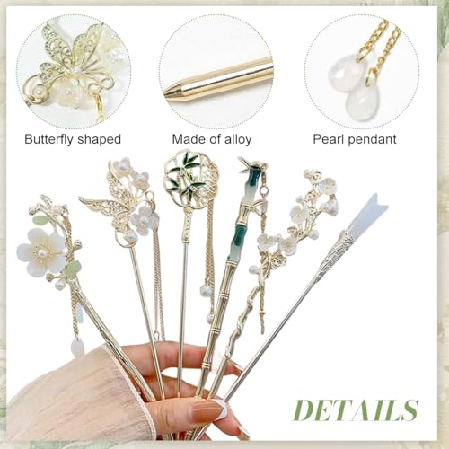 Image of MAYCREATE 6Pcs Hair Sticks Chinese Vintage Hair Pins Chopsticks Retro Headpieces National Style Metal Head Stick for Women Girls