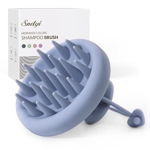 Sndyi Silikon Kopfhaut Massagebürste, Shampoo Bürste für Peeling und Kopfmassage, Premium Kopfmassage Bürste [Nass & Trocken], Reduziert Schuppen, Stimulieren das Haarwachstum, Grau Blau 1