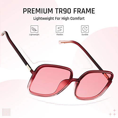 TOREGE Sunglasses for women Oversized Square Sunglasses Trendy Polarized Women's Sunglasses TR-C84